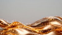 Luxurious flowing waves of gold and bronze with sparkling particles create dynamic abstract background pattern for elegant design projects and presentations.