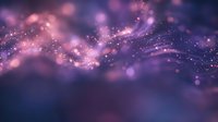 Abstract purple and pink flowing waves with sparkling particles and bokeh lights creating dreamy cosmic atmosphere for digital backgrounds and designs.