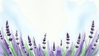 Watercolor lavender flowers with green leaves on soft pastel background for spa wellness aromatherapy and natural cosmetics design projects.