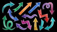 Colorful arrows and directional symbols isolated on transparent background, ready for clipart, t-shirt design, stickers, print-on-demand products, and sublimation projects.