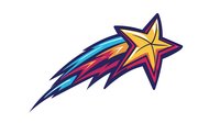 Colorful shooting star with rainbow trail on white background, dynamic motion effect for logo design and branding projects. Isolated graphic element ready for commercial use.