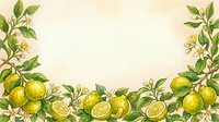 Lemon fruits with green leaves and white flowers arranged on cream background, isolated design element for culinary, food packaging, recipe blogs, kitchen decor, and botanical illustrations.