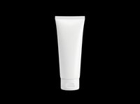 White cosmetic tube isolated on transparent background, ready for skincare, lotion, cream, and beauty product packaging design mockups.