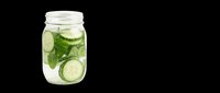 Refreshing cucumber and mint infused water in glass jar, isolated on transparent background. Ready for beverage packaging, recipe blogs, wellness graphics, print-on-demand products and digital design use.