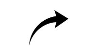 Curved black arrow pointing right on white background isolated for graphic design projects and presentations.