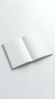 Open blank book with empty white pages on neutral background for writing, reading, education and publishing projects.