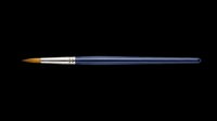 Paintbrush with golden bristles and navy blue handle isolated on transparent background, ready for art, design, and craft projects including t-shirt designs, clipart, and print-on-demand products.