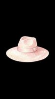 Pink watercolor straw sun hat isolated on transparent background, ready for stickers, t-shirt design, print on demand, sublimation, and clipart projects.
