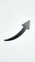 Upward trending arrow symbol in metallic gray isolated on white background, representing growth, success, and positive business momentum for financial and corporate design projects.