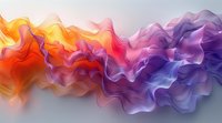 Abstract fluid art with vibrant flowing waves transitioning from warm orange and red tones to cool purple and blue hues, perfect for modern website headers and creative backgrounds.