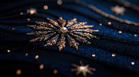 Glowing golden sparkles forming star burst pattern against deep blue background with scattered light particles creating magical festive atmosphere.