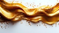 Golden liquid waves flowing with sparkling particles creating luxurious abstract motion for premium design projects and elegant backgrounds.