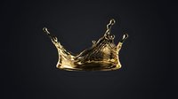 Golden liquid crown splash isolated on black background, perfect for luxury, premium, and beverage branding designs.