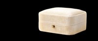 Cream velvet jewelry box with gold clasp, isolated on transparent background. Ready for e-commerce, product mockups, retail design, print-on-demand, and digital marketing materials.