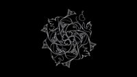 White line art mandala with flowing organic curves and leaf motifs on black background for meditation, yoga studios, wall art, and spiritual designs.