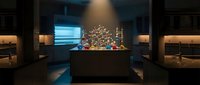 Modern luxury bathroom with freestanding bathtub, ambient lighting and elegant interior design for spa and wellness concepts.