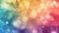 Dreamy multicolored bokeh background with sparkling particles and blurred circles in rainbow gradient from blue to pink and orange creates magical atmosphere.
