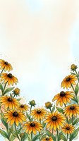 Watercolor yellow daisy flowers frame border with copy space for text on light background for greeting cards and invitations.