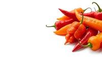 Fresh colorful hot chili peppers isolated on white background for cooking spicy food and seasoning recipes.