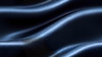Elegant dark blue silky waves with shimmering particles creating smooth flowing curves against black background, abstract luxury design element for backgrounds.