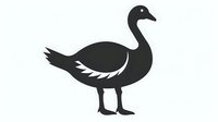 Black goose silhouette isolated on white background. Simple waterfowl bird icon for logos, designs, and nature projects. Clean vector style illustration.