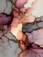 Abstract alcohol ink art with flowing organic shapes in pink purple and gold creating luxurious marble-like texture for modern interior design projects.
