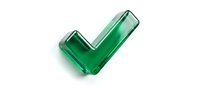 Green glossy checkmark icon isolated on white background for web design, apps, presentations and digital projects.