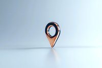 Metallic copper and black location pin marker on light background, minimalist design for navigation and mapping applications.