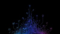 Digital circuit board network with glowing blue connections and electronic pathways on dark background for technology and innovation projects.