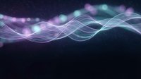 Abstract flowing waves with purple and teal light effects on dark background for digital art, technology presentations, and modern design projects.