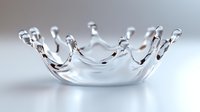 Liquid crown splash frozen in time against light background, capturing dynamic fluid motion and droplet formation in high-speed macro photography.