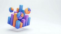 Colorful data visualization charts and graphs floating in modern business analytics display for financial reports and statistical presentations.