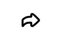 Bold black arrow pointing right with curved bottom edge, isolated on white background for graphic design projects and digital interfaces.