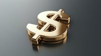 Golden dollar sign symbol on gradient background representing wealth, finance, currency, investment, banking, money, business success, and economic growth.