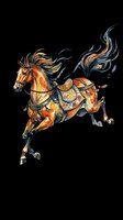 Ornate horse with flowing mane and tail, decorated saddle and tack, isolated on transparent background. Ready for t-shirts, clipart, stickers, sublimation and print-on-demand designs.