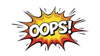 Comic book style explosion bubble with OOPS text in bold letters, colorful burst design for pop art graphics, mistake concept, error message decoration.