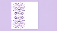 Purple floral border design with delicate leaves and branches on white background, isolated for wedding invitations, greeting cards and decorative projects.