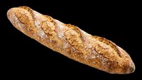 Rustic artisan baguette with golden crust, isolated on transparent background, ready for stickers, t-shirt design, print on demand, and clipart use.