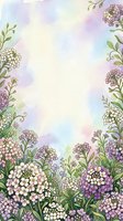 Watercolor floral frame with purple and white flowers on pastel background for wedding invitations, greeting cards and romantic designs.