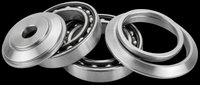 Metallic ball bearings and race rings set isolated on transparent background, ready for T-shirt, sticker, print on demand, and sublimation design use.
