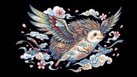 Ornate flying hedgehog with colorful wings and floral accents, isolated on transparent background. Great for t-shirt design, stickers, clipart, and print on demand.
