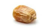Single dried date fruit isolated on white background for healthy snacking and cooking ingredients in Mediterranean cuisine and natural food concepts.