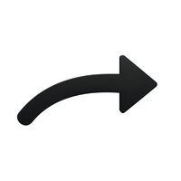 Black curved arrow pointing right on white background isolated for graphic design and user interface elements.