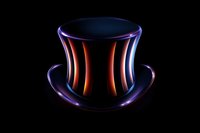 Glowing neon top hat with vibrant red and blue light effects on black background for patriotic designs and entertainment concepts.