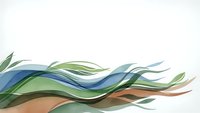 Abstract flowing waves in green blue and earth tones creating dynamic movement across white background for modern design projects and presentations.