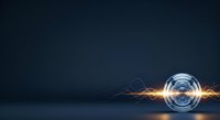 Glowing sphere with electric energy bolts on dark background, representing power, technology, and innovation for digital design projects.