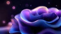 Abstract fluid wave with purple and blue gradient colors flowing on dark background with bokeh lights for modern digital design projects.