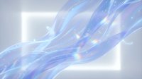 Abstract flowing blue ribbons with sparkling lights and soft glow effects on light background for modern digital design and creative projects.