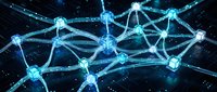 Digital network connections with glowing nodes and data streams representing blockchain technology, cryptocurrency mining, and modern communication systems.