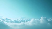 Dramatic turquoise sky with fluffy white cumulus clouds creating ethereal atmosphere against gradient background, natural cloudscape for environmental concepts.